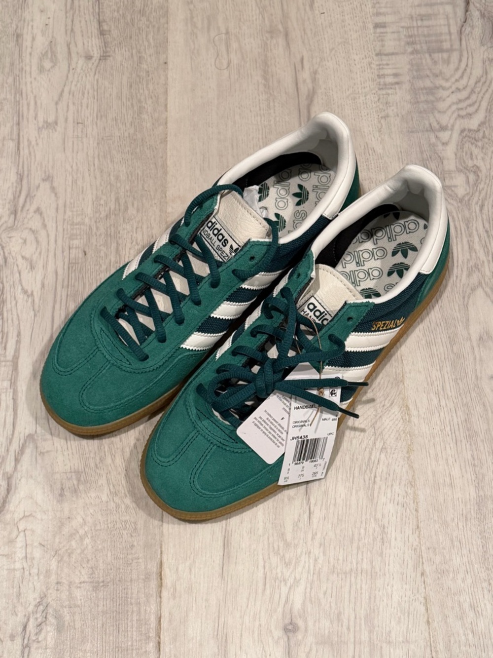 adidas Green Suede Spezial Sneakers with White Stripes